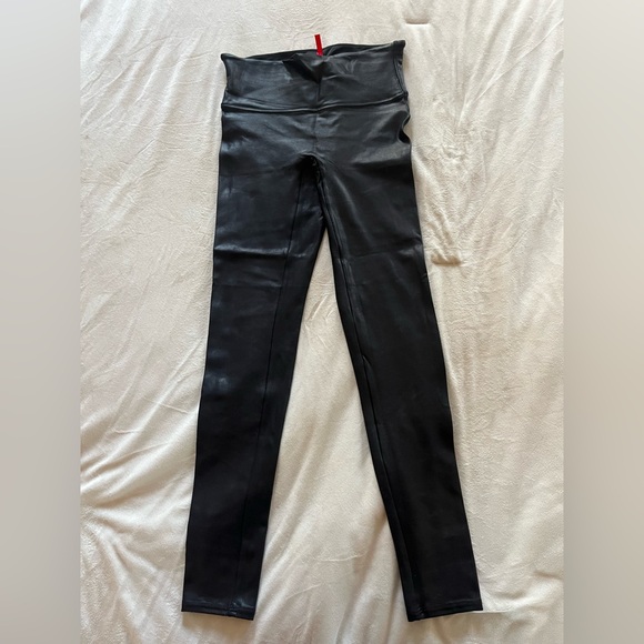 SPANX Black Glossy Faux Leather Leggings - Picture 2 of 4